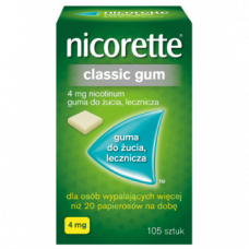 Нікотинова жувальна гумка  Нікоретте, Nicorette Classic Gum, 4мг/105 шт  