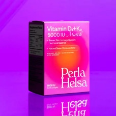 Витамин для устранения дефицита витамина D, Perla Helsa, D3+K2 5000 IU Match, Перла Хелса, 60 капсул по 300 мг