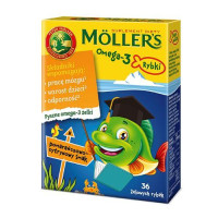 Риб'ячий жир для дітей з цитрусовим смаком та вітаміном Д-3, Mollers Omega-3 fish, 36 желе