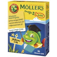 Рыбий жир для детей с яблочным вкусом и витамином Д-3, Mollers Omega-3 fish, 36 желе
