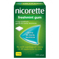 Никотиновая жевательная резинка с мятным вкусом Никоретте, Nicorette Freshmint gum, 4mg/105 шт