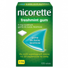 Нікотинова жувальна гумка з мятним смаком Нікоретте, Nicorette Freshmint gum, 4mg/105 шт 