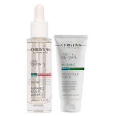 Christina Line Repair Glow — Сироватка «Відновлення сяяння» (30 мл) + Міні-скраб із деревинною целюлозою (20 мл)