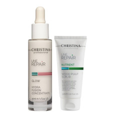 Christina Line Repair Glow — Зволожувальний концентрат (30 мл) + Міні-скраб із деревинною целюлозою (20 мл)