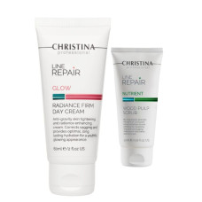 Christina Line Repair Glow — Денний крем «Сяяння і пружність» (60 мл) + Міні-скраб із деревинною целюлозою (20 мл)