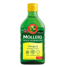 Mollers Tran Omega-3, Моллерс Тран, рыбий жир с лимонным вкусом, 250 мл – омега-3 для сердца, мозга и иммунитета
