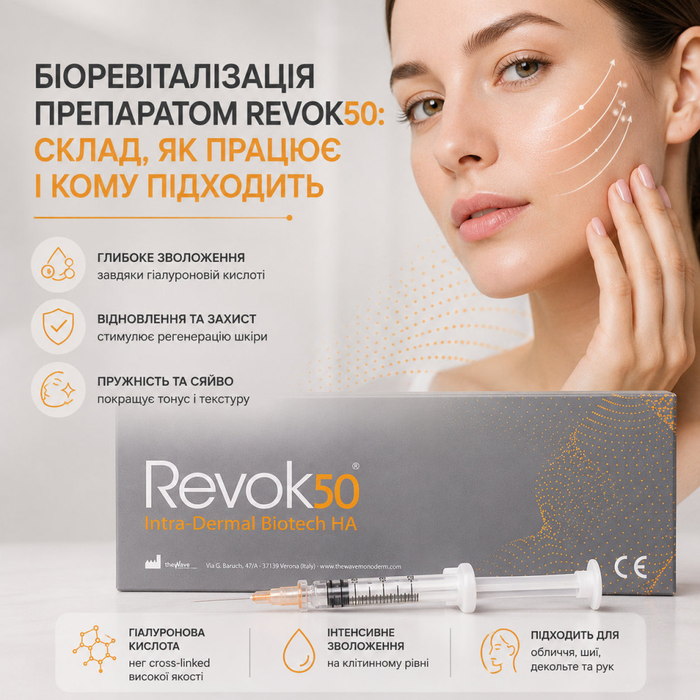 Біоревіталізація препаратом Revok50: склад, як працює і кому підходить