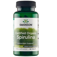 Swanson Spirulina 100% Organic таблетки 180 шт – органічна спіруліна для енергії, імунітету та детоксу (Свансон)