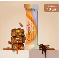 Perla Hellagen Bar Almond Caramel & Earl Grey – функциональный батончик с коллагеном, миндалем и карамелью, набор 10×45 г