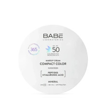 Крем‑пудра компактна BABE Laboratorios SPF 50 з пептидами на 100% фізичних (мінеральних) фільтрах