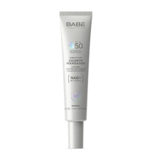 Тонувальний флюїд BABE Laboratorios SPF 50 з адаптивним кольором і NAD+ на 100% фізичних (мінеральних) фільтрах