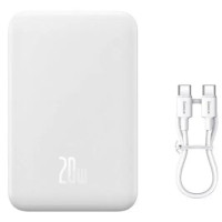 Внешний аккумулятор павербанк, BASEUS Magnetic Mini 20000 мАч 20 Вт, белый