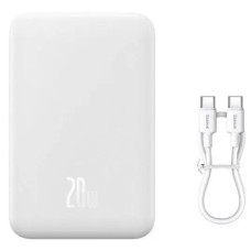 Внешний аккумулятор павербанк, BASEUS Magnetic Mini 20000 мАч 20 Вт, белый