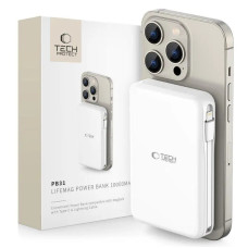 Внешний аккумулятор павербанк, TECH-PROTECT PB31 LifeMag MagSafe 10000 мАч, белый