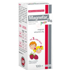 Magnefar B6 Junior сироп с малиновым вкусом для детей и взрослых, 120 мл