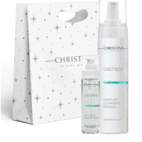 Christina Unstress – Подарочный набор Концентрат для кожи вокруг глаз и шеи, 30 мл + Очищающий мусс-комфорт, 200 мл