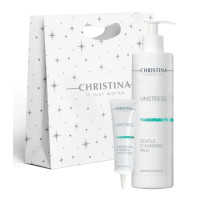 Christina Unstress – Подарочный набор Ночной крем для кожи вокруг глаз и шеи, 30 мл + Нежное очищающее молочко, 300 мл