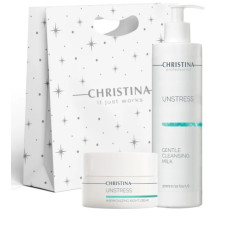 Christina Unstress - Гармонізувальний нічний крем, 50 мл + Ніжне очищувальне молочко, 300 мл
