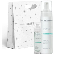 Christina Unstress - Подарунковий набір Заспокійлива сироватка «Тоталь», 30 мл + Очищувальний мус-комфорт, 200 мл