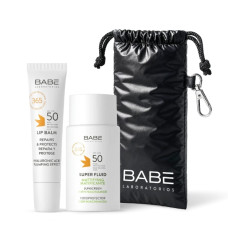 BABE Laboratorios - FACE & LIPS SET: Матирующий флюид + Гиалуроновый бальзам + Чехол для очков в подарок