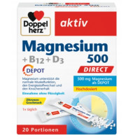 Doppelherz (Доппельгерц) Magnesium 500 + B12 + D3 DIRECT, саше 20 шт - магний, витамин B12 и D3 для энергии и иммунитета