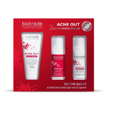 Компактний набір ACNE OUT «Три кроки проти прищів» Biotrade (лосьйон 20 мл + крем 20 мл + гель для вмивання 50 мл)