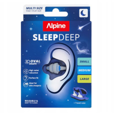 Alpine SleepDeep Sleep Deep 21,8–27 дБ — беруші для сну (вушні беруші, earplugs) від хропіння та шуму, багаторазові, 3D Oval, розміри S/M/L, з чохлом