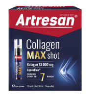 Artresan Collagen Max Shot – питьевой коллаген 13000 мг для суставов и хрящей, 15 шотов + 15 капсул.