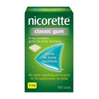 Нікотинова жувальна гумка від куріння Нікоретте Класік (Nicorette Classic Gum) 4 мг — нікотинозамісна терапія, 105 шт