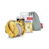 Alpine Muffy Kids – жовті навушники, комфортний захист слуху 25 дБ для дітей 5–16 років