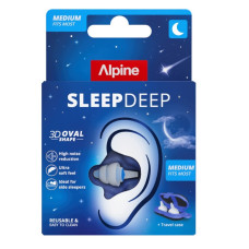 Беруши для сна Alpine SleepDeep Medium M, 27 дБ, многократные, от шума и храпения, с футляром