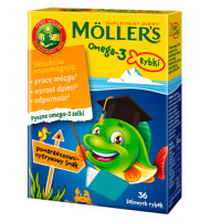 Рыбий жир для детей с витамином D3 и апельсиново-лимонным вкусом, Mollers Omega-3, желейные рыбки – поддержка мозга, костей и иммунитета, 36 шт