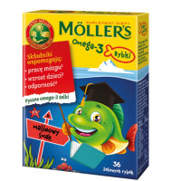 Рыбий жир для детей с витамином D3 и малиновым вкусом, Mollers Omega-3, желейные рыбки, 36 шт – поддержка мозга, костей и иммунитета