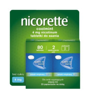 Nicorette Никоретте Coolmint 4 мг пастилки для рассасывания от курения, никотин 4 мг, никотинозаместительная терапия, средство от никотиновой зависимости, уменьшение тяги к сигаретам, мятный вкус, без сахара, 80 шт.