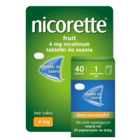 Nicorette Никоретте Fruit 4 мг пастилки для рассасывания от курения, никотин 4 мг, никотинозаместительная терапия, средство от никотиновой зависимости, уменьшение тяги к сигаретам, фруктовый вкус, без сахара, 40 шт