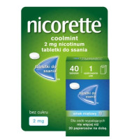 Nicorette Никоретте Coolmint 2 мг пастилки для рассасывания от курения, никотин 2 мг, никотинозаместительная терапия, средство от никотиновой зависимости, уменьшение тяги к сигаретам, мятный вкус, без сахара, 40 шт