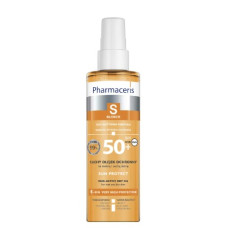 Pharmaceris S SPF 50+ сухое солнцезащитное масло для тела - водостойкий SPF спрей, UVA/UVB защита, сухое масло для загара, 200 мл