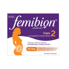 Фемибион 2 для беременных с 13 недели - DHA Омега-3, фолиевая кислота 400 мкг + L-метилфолат, железо и витамины, Femibion ​​2, 28 таблеток + 28 капсул