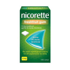 Нікотинова жувальна гумка з фруктовим смаком Нікоретте Фрешфрут (Nicorette Freshfruit gum) 4 мг — нікотинозамісна терапія, 105 шт